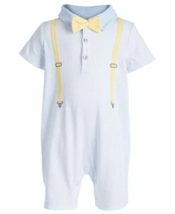 First Impressions Baby Boys Bow Tie And Suspenders Cotton Sun Suit, Created For Macy's
