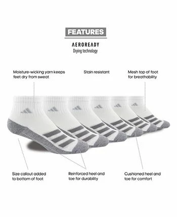 ADIDAS Big Boys Cushioned Angle Stripe Quarter Sock Pack Of 6 - Image 2
