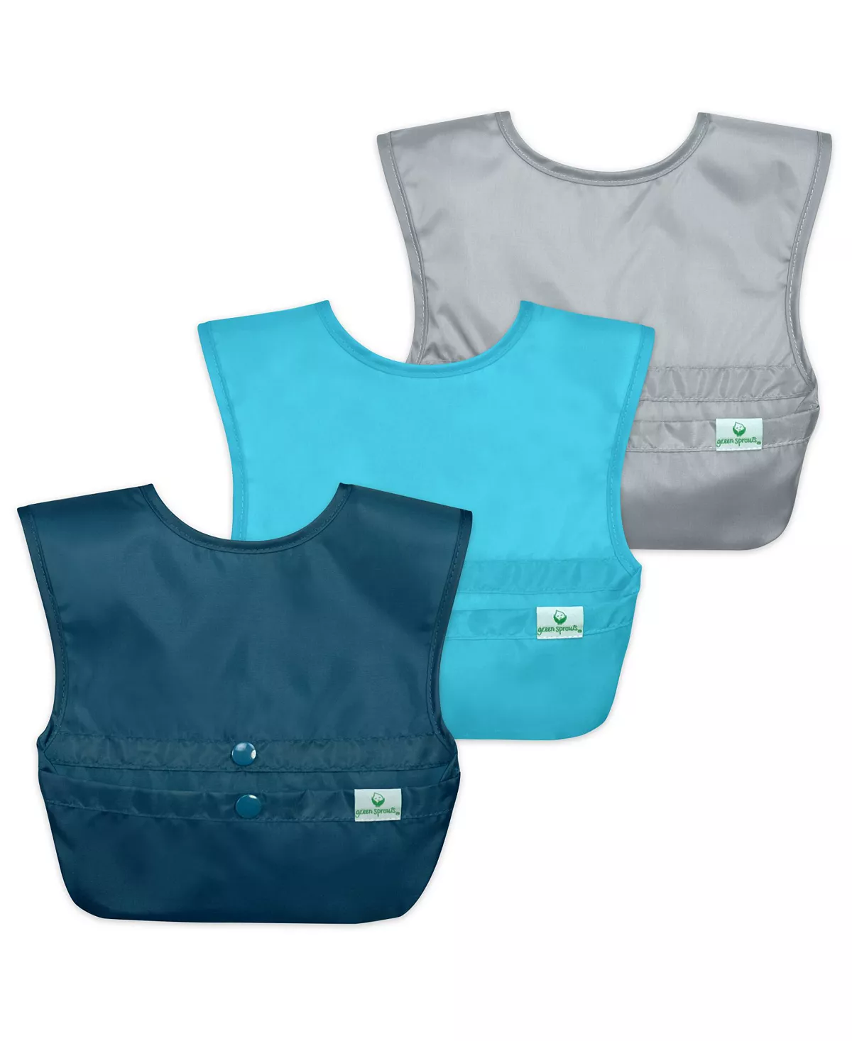 Green Sprouts Baby Boys And Girls Snap Go Easy-Wear Bibs, Pack Of 3 - Image 3