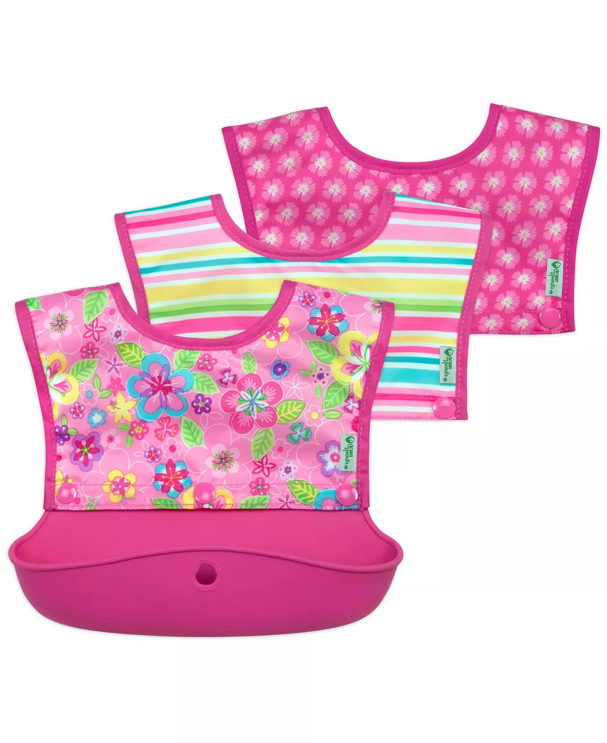 Green Sprouts Baby Boys And Girls Snap Go Silicone Food Catcher Bib, Set- 3 In 1 - Image 3