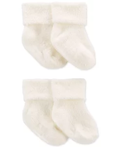 Carter's™ Baby Boys Or Baby Girls Chenille Fold Over Cuff Booties, Pack Of 4