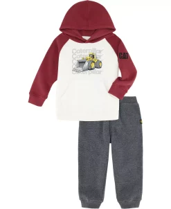 CATerpillar Little Boy Signature Raglan Hoodie With Heather Joggers Set, 2 Piece