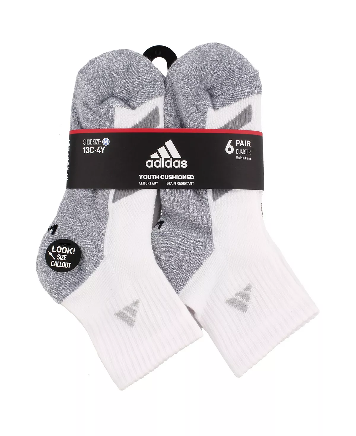 ADIDAS Big Boys Cushioned Angle Stripe Quarter Sock Pack Of 6 - Image 4