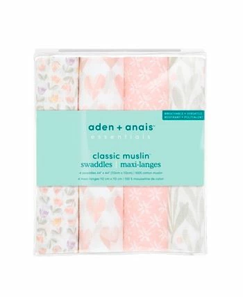 Aden By Aden + Anais Piece Of My Heart Swaddle Blankets, Pack Of 4 - Image 2