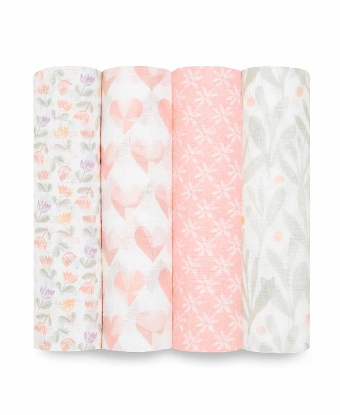 Aden By Aden + Anais Piece Of My Heart Swaddle Blankets, Pack Of 4
