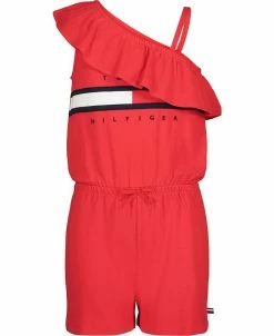 Tommy Hilfiger Big Girls Signature Flag One Shoulder Romper