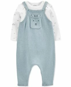 Carter's™ Baby Boys Long Sleeved Top And Coverall With Bear Pocket 2 Piece Set