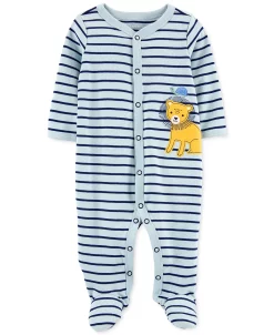 Carter's™ Baby Boy Striped Lion Snap Up Cotton Sleep And Play