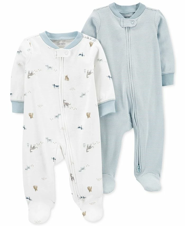 Carter's™ Baby Boys Dog Print Zip Up Footed Coveralls, Pack Of 2