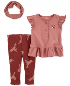 Carter's™ Baby Girls Little Bird Outfit With Headband, 3 Piece Set