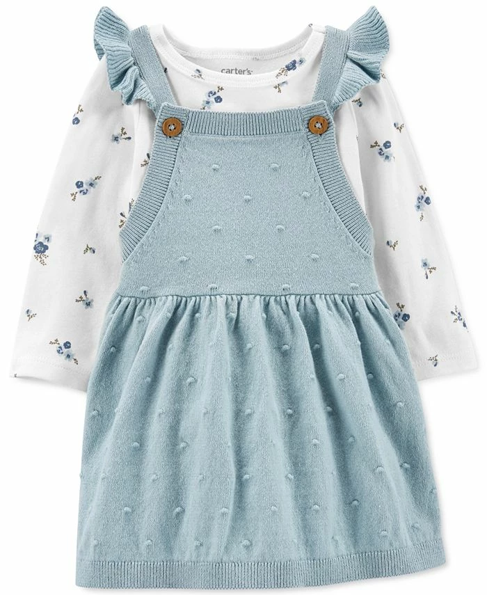 Carter's™ Baby Girls Floral Print Long Sleeve T Shirt And Skirtall, 2 Piece Set