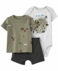 Carter's™ Baby Boys Crew Neck Shirt, Bodysuit, And Shorts, 3 Piece Set