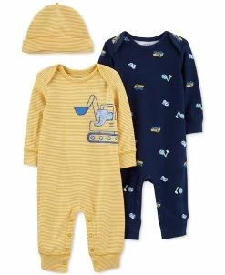 Carter's™ Baby Boys Construction Coveralls And Hat Set, 3 Piece Set