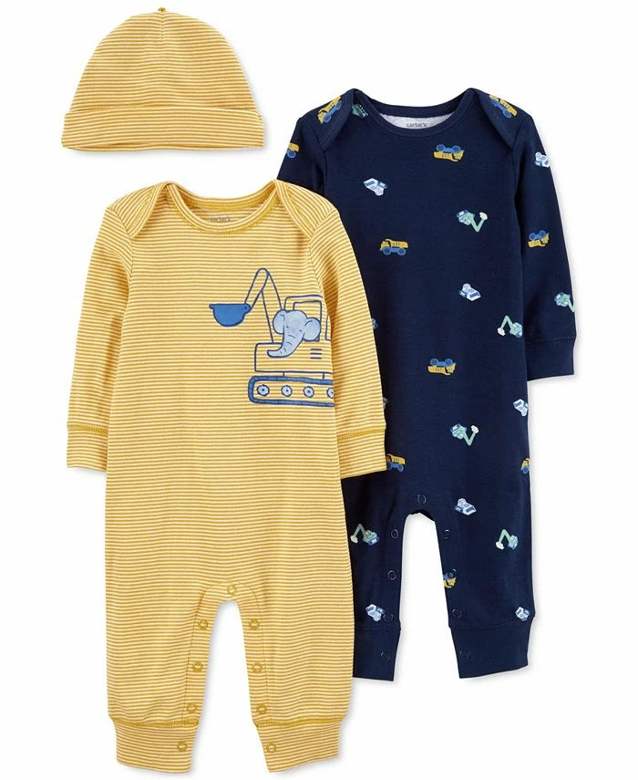 Carter's™ Baby Boys Construction Coveralls And Hat Set, 3 Piece Set
