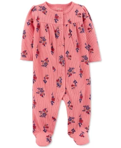 Carter's™ Baby Girls Textured Printed Snap Up Cotton Sleep And Play