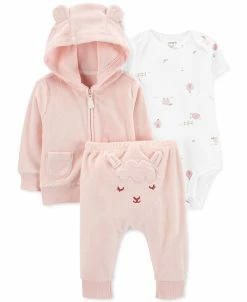 Carter's™ Baby Girls Pink Terry Little Cardigan Set, 3 Piece Set