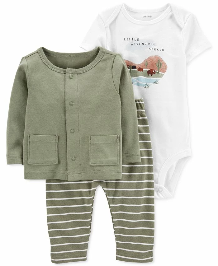 Carter's™ Bay Boys Buffalo Little Cardigan, Bodysuit, And Pants; 3 Piece Set