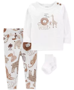 Carter's™ Baby Boys Or Baby Girls Printed Top, Pants And Socks, 3 Piece Set