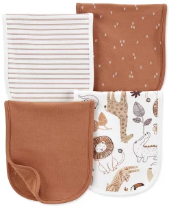 Carter's™ Baby Boys Or Baby Girls Assorted Safari Burp Cloths, Pack Of 4
