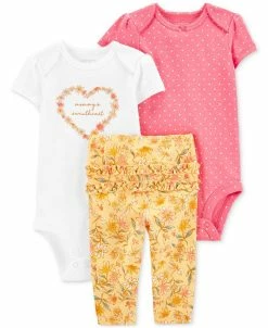 Carter's™ Baby Girls Short Sleeved Bodysuits And Pants, 3 Piece Set