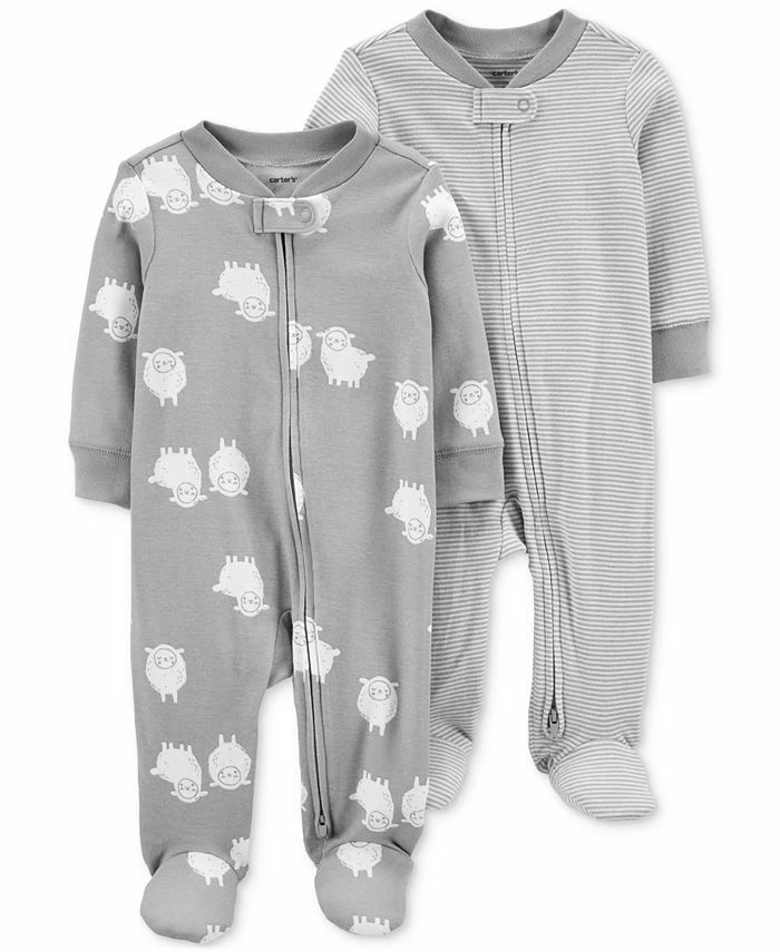 Carter's™ Baby Boys Or Baby Girls Two Way Zip Footed Coveralls, Pack Of 2
