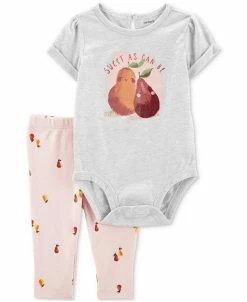 Carter's™ Baby Girls Printed Short Sleeve Bodysuit And Pants, 2 Piece Set