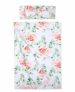 Baby Essentials Girls Soft Floral Swaddle Wrap Blanket With Matching Headband, 2 Piece Set