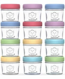 KeaBabies Oys And Girls Prep Jars Baby Food Storage Glass Container, Pack Of 12