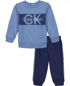 Calvin Klein Baby Boys Signature Sweatshirt And Joggers Sweatsuit Set, 2 Piece