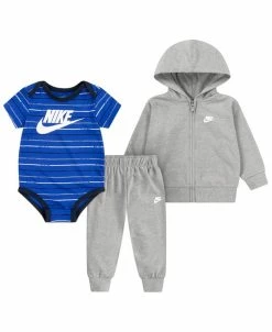 Nike Baby Boys Just Do It Striped Full-Zip Hoodie, Pants And Bodysuit, 3 Piece Set