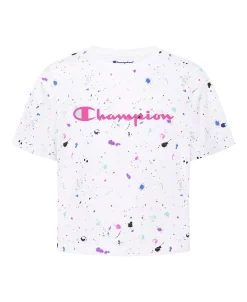 Champion Little Girls Paint Splatter All Over Print Boxy T-shirt