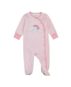 Mac & Moon Baby Girls Cotton Sleep And Play Long Sleeve Footed One Piece
