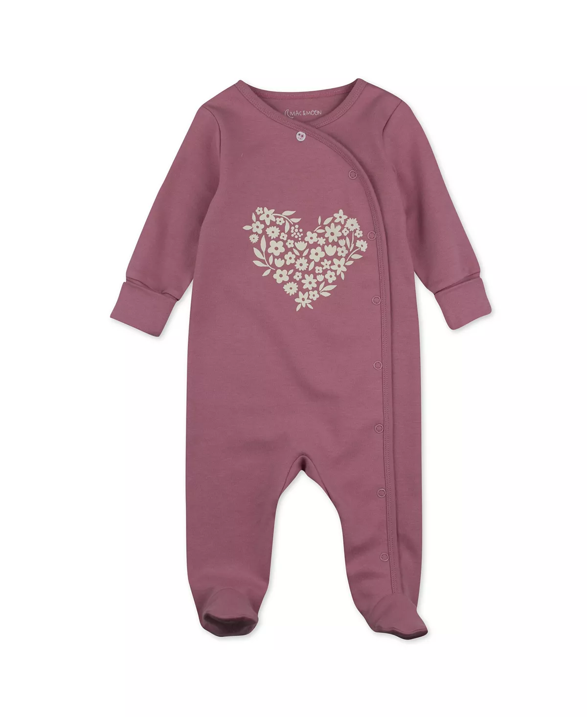 Mac & Moon Baby Girls Cotton Sleep And Play Long Sleeve Footed One Piece
