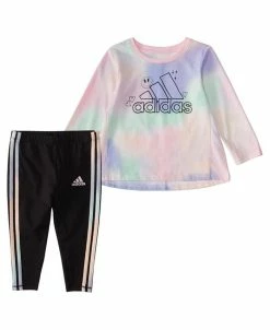 ADIDAS Baby Girls Long Sleeve Gradient T Shirt And Tights, 2 Piece Set