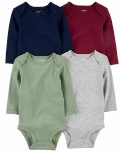 Carter's™ Baby Boys Or Baby Girls Long Sleeve Solid Bodysuits, Pack Of 4