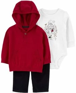 Carter's™ Baby Boys Pullover Hoodie, Bodysuit And Pants, 3 Piece Set