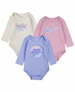 Nike Baby Girls Doodle Dreamer Long Sleeve Bodysuits, Pack Of 3