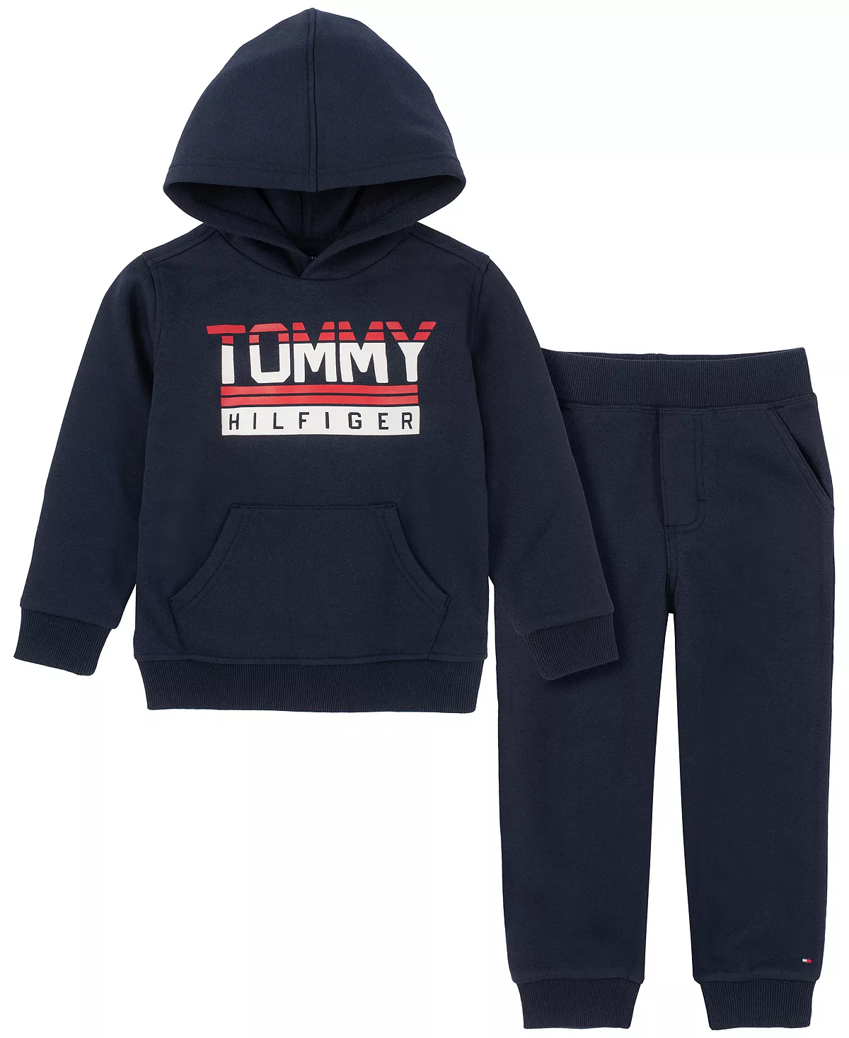 Tommy Hilfiger Baby Boys Fleece Signature Hoodie And Joggers Set, 2 Piece