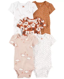 Carter's™ Baby Girls Short Sleeve Bodysuits, Pack Of 5