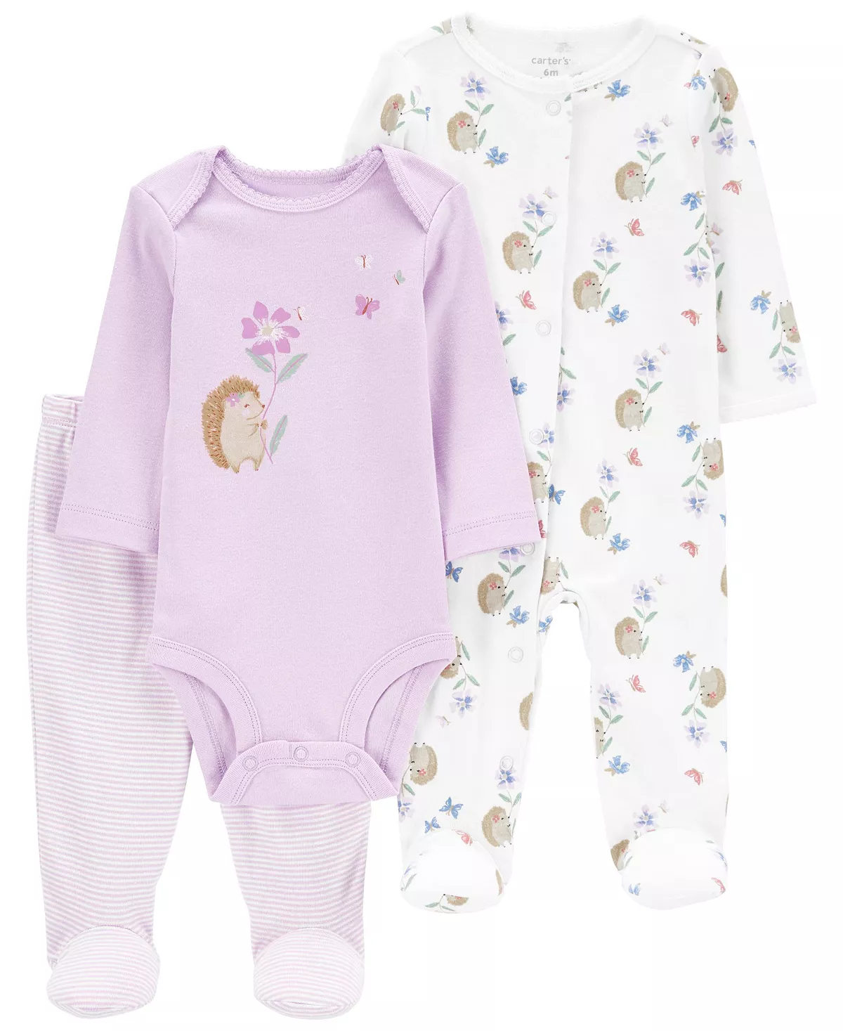 Carter's™ Baby Girls Print Bodysuit, Footed Pants, And Coverall, 3 Piece Set - Image 5