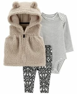 Carter's™ Baby Girls Sherpa Vest, Bodysuit And Pants, 3 Piece Set