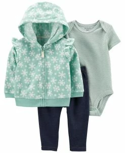 Carter's™ Baby Girls Fleece Little Jacket, Bodysuit And Pants, 3 Piece Set