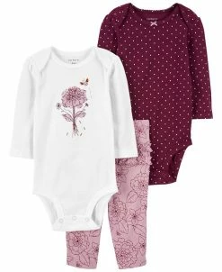 Carter's™ Baby Girls Bodysuits And Pants, 3 Piece Set