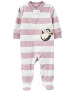 Carter's™ Baby Girls Penguin 2 Way Zip Fleece Sleep And Play Coverall