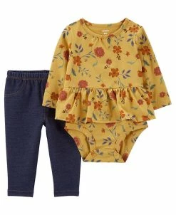 Carter's™ Baby Girls Peplum Bodysuit And Pants, 2 Piece Set