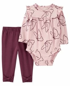 Carter's™ Baby Girls Printed Bodysuit With Ruffle And Pants, 2 Piece Set