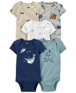 Carter's™ Baby Boys Short-Sleeved Bodysuits, Pack Of 5