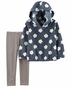 Carter's™ Toddler Girls Floral Fleece Hooded Top And Leggings, 2 Piece Set