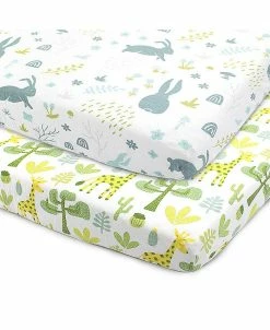 Bublo Baby Pack And Play Fitted Sheet, Portable Pack N Plays Mini Crib Sheets, 2 Pack Play Sheets, 100% Jersey Cotton Playard Sheets