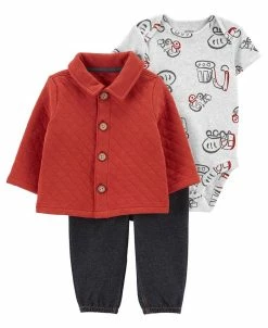Carter's™ Baby Boys Quilted Little Cardigan, Bodysuit And Pants, 3 Piece Set